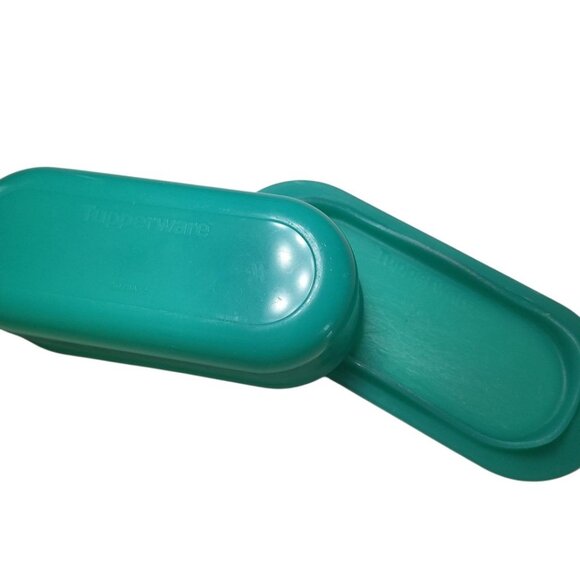 Tupperware Green Butter Dish Lid 1 Stick Capacity 5080A Plastic Teal Small Round - Picture 2 of 6